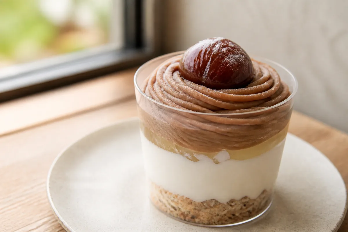 栗のモンブラン仕立てチーズケーキムース