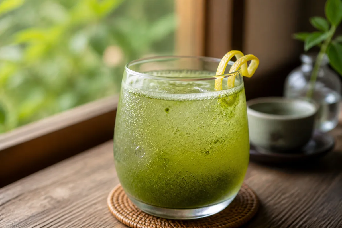 抹茶入り玄米茶のフィズ