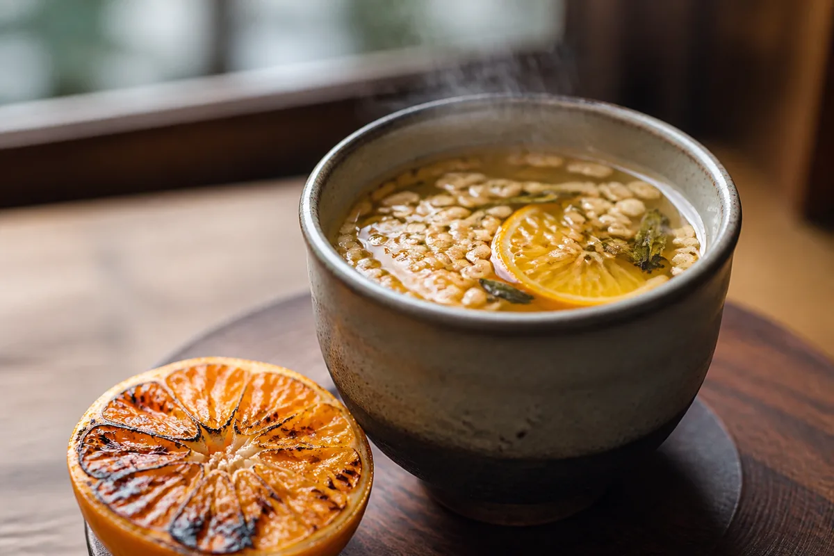 玄米茶とみかんのホットモクテル