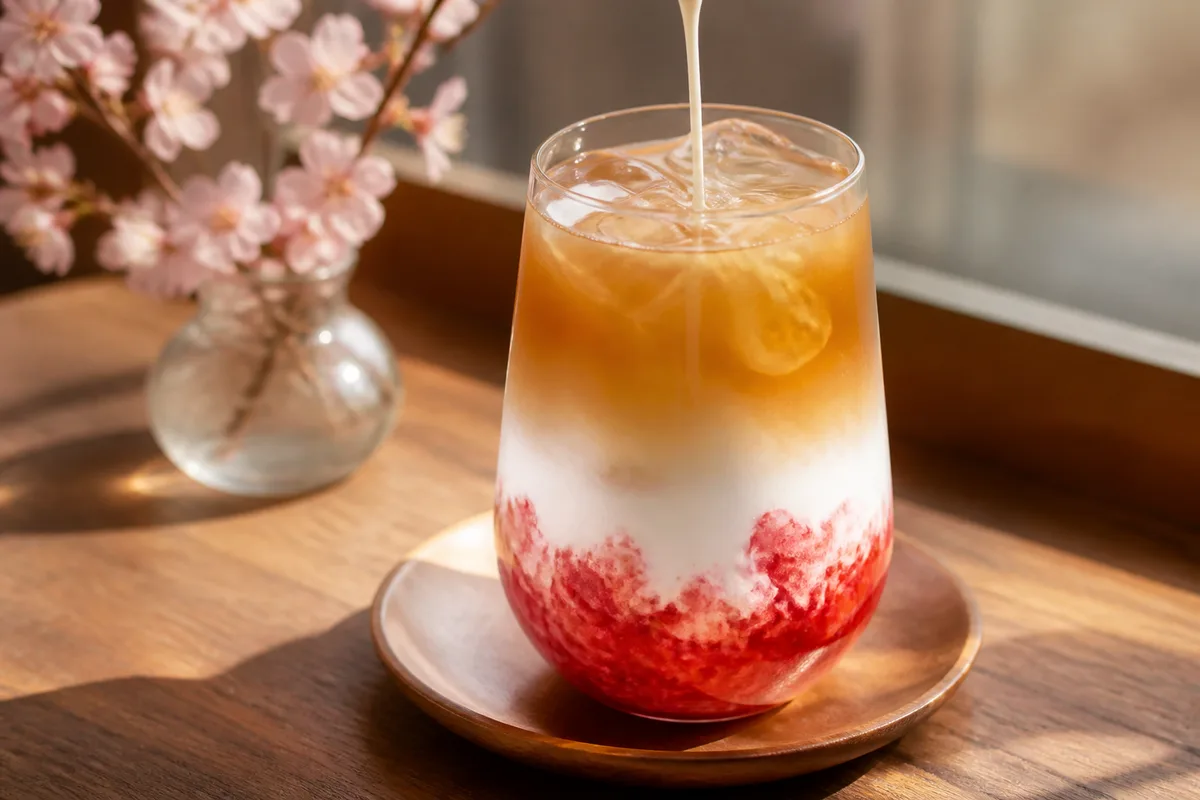 玄米茶といちごの春モクテル
