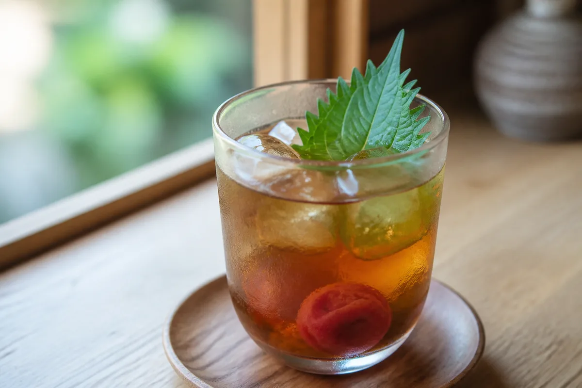 玄米茶と梅こんぶの冷茶モクテル
