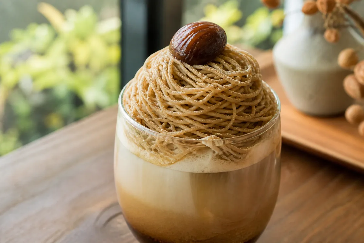 ほうじ茶と栗のモンブランモクテル