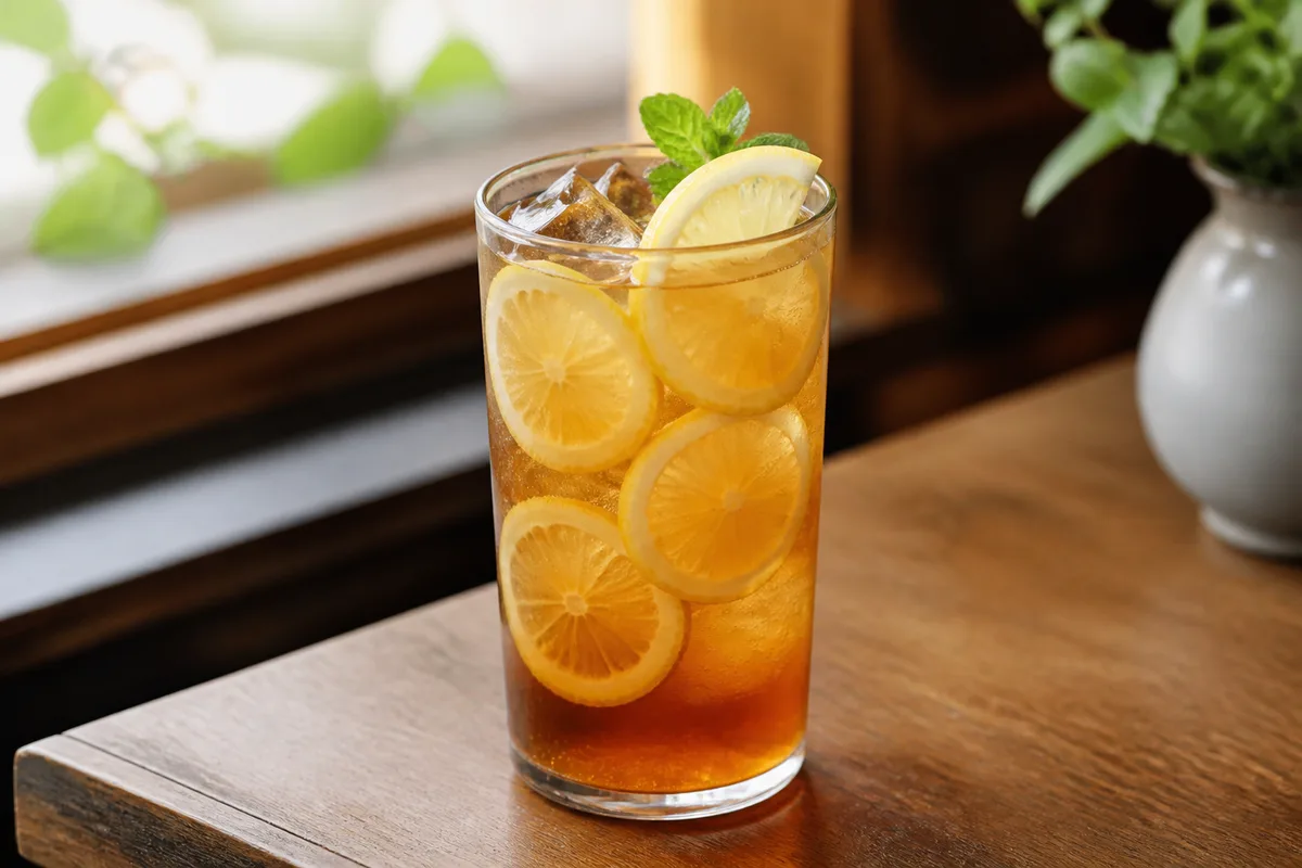ほうじ茶レモンのアイスティーソーダ