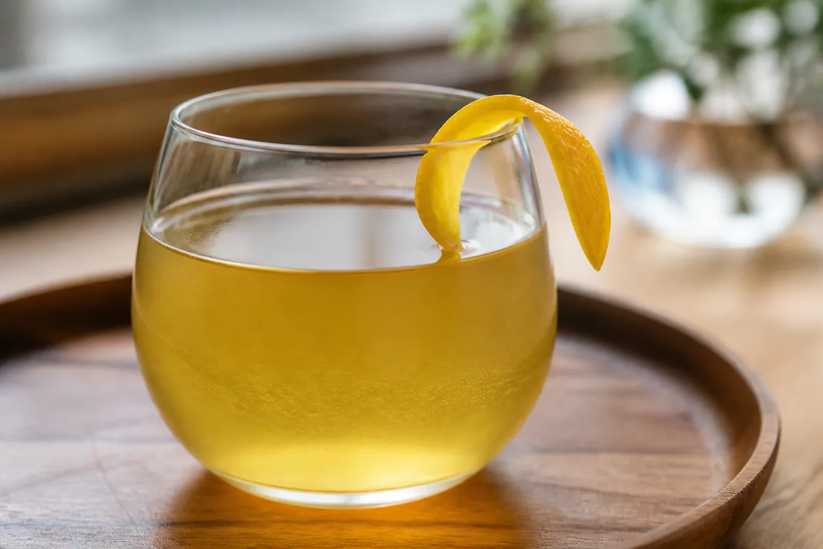 釜炒り茶と柑橘のクリアモクテル