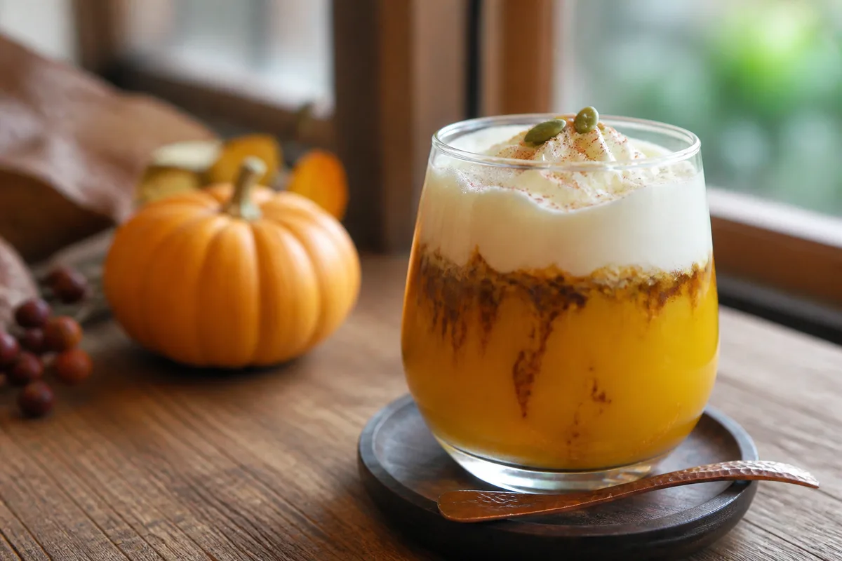 ハロウィンのかぼちゃ茶モクテル
