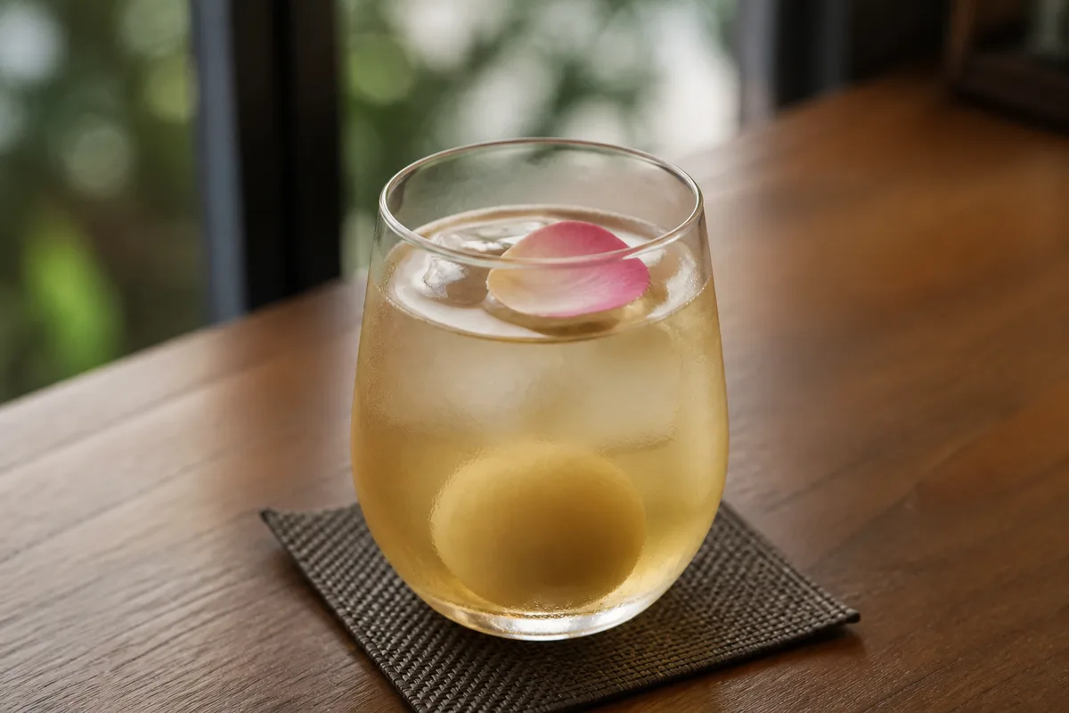国産烏龍茶とライチのモクテル